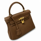 Kelly Sellier 20cm & 25cm & 28cm Chocolat Togo Leather Gold Hardware Women Handbag