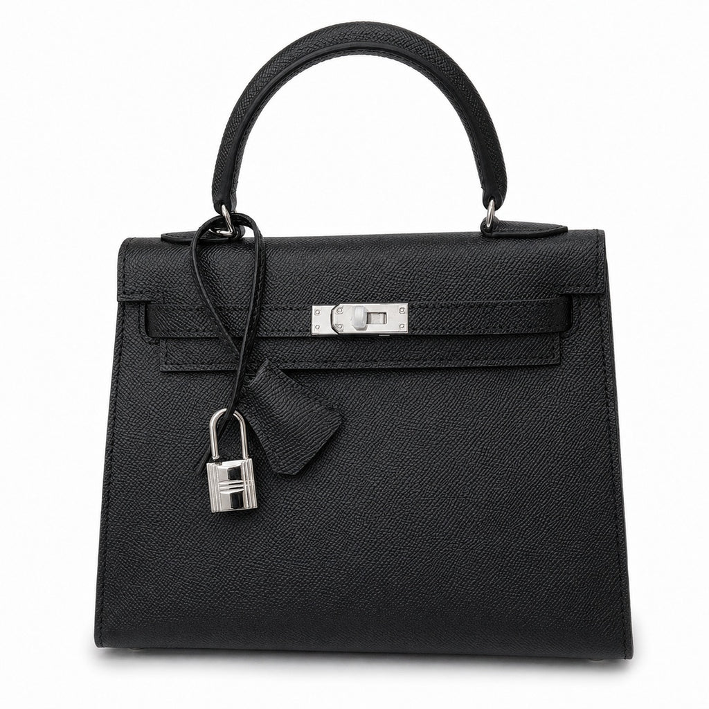 Kelly Sellier 25cm & 28cm Noir Epsom Leather Palladium Hardware Women Luxury Handbag