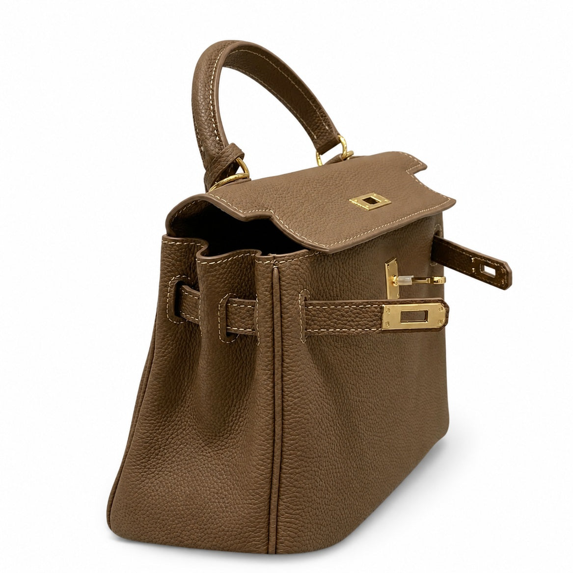 Kelly Sellier 20cm & 25cm & 28cm Chocolat Togo Leather Gold Hardware Women Handbag