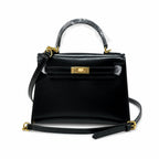 Kelly Sellier 19cm & 22cm & 25cm Noir Box Calf Leather Gold Hardware & Palladium Hardware Women Handbag