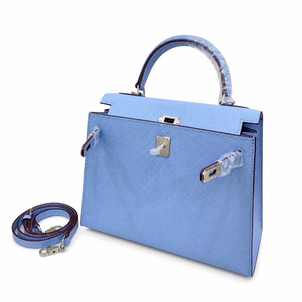 Kelly Sellier 25cm & 28cm Bleu Brume Epsom Leather Palladium Hardware Vintage Women Handbag