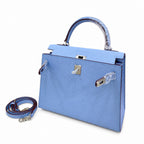 Kelly Sellier 25cm & 28cm Bleu Brume Epsom Leather Palladium Hardware Vintage Women Handbag