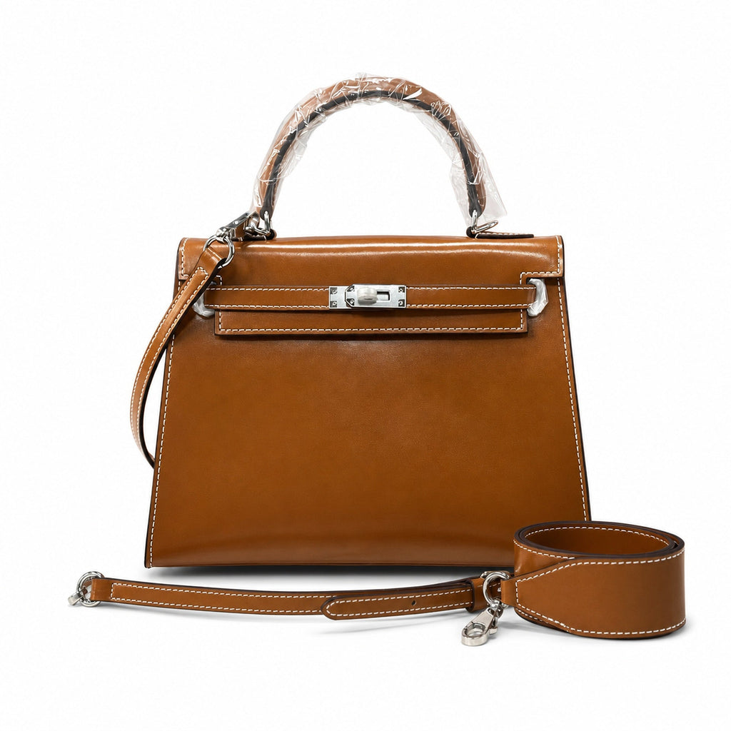 Kelly Sellier 19cm & 22cm & 25cm Gold Box Calf Leather Gold Hardware & Palladium Hardware Women Handbag