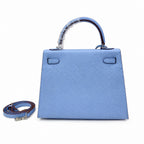 Kelly Sellier 25cm & 28cm Bleu Brume Epsom Leather Palladium Hardware Vintage Women Handbag