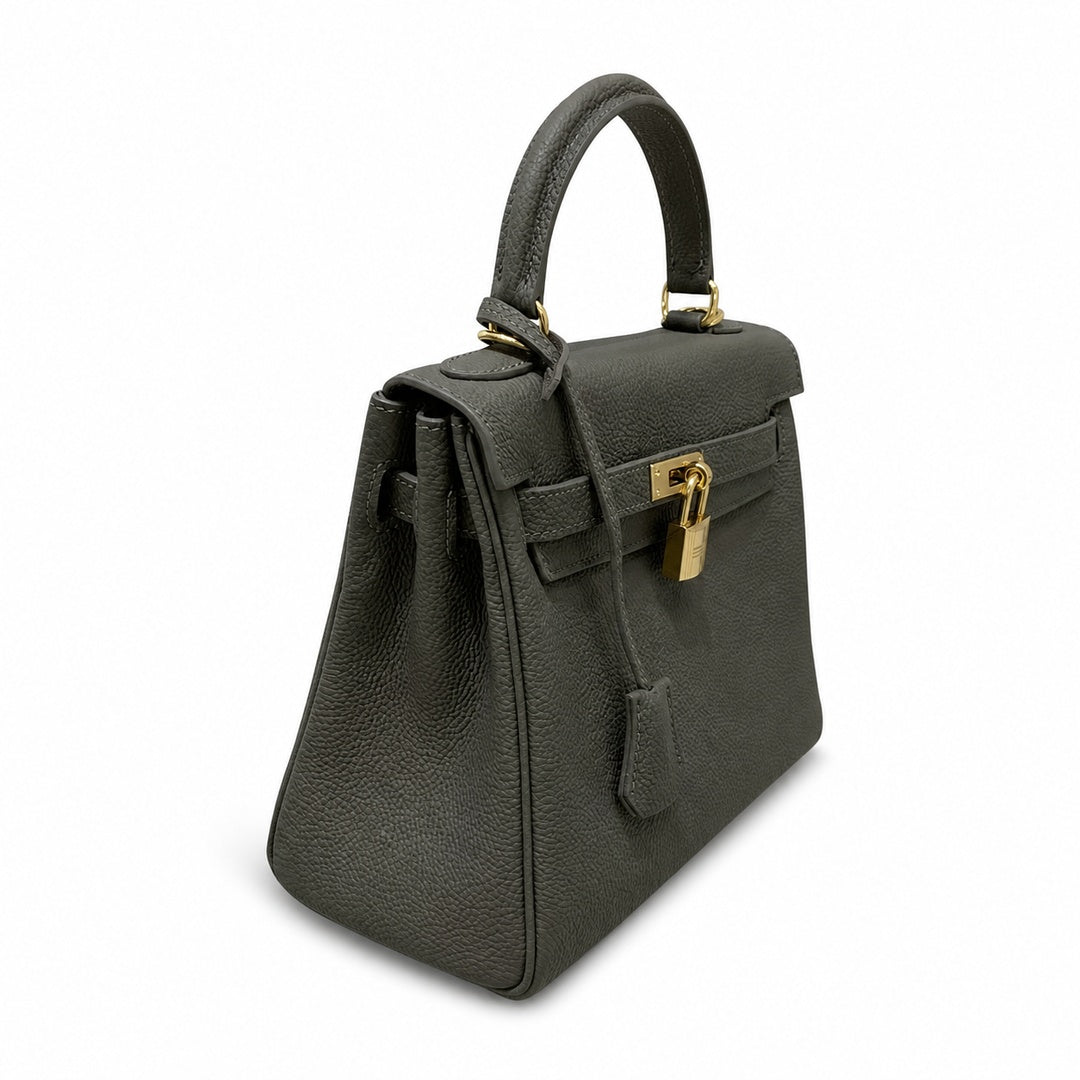Kelly Sellier 20cm & 25cm & 28cm Gris Asphalte Togo Leather Gold Hardware Women Handbag