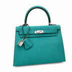 Kelly Sellier 25cm & 28cm Vert Jade Epsom Leather Palladium Hardware Daily Designer Handba