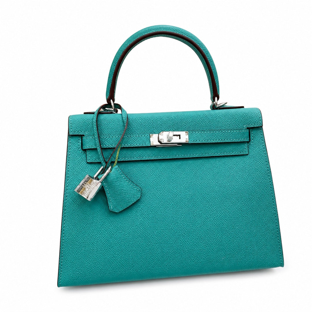 Kelly Sellier 25cm & 28cm Vert Jade Epsom Leather Palladium Hardware Daily Designer Handba