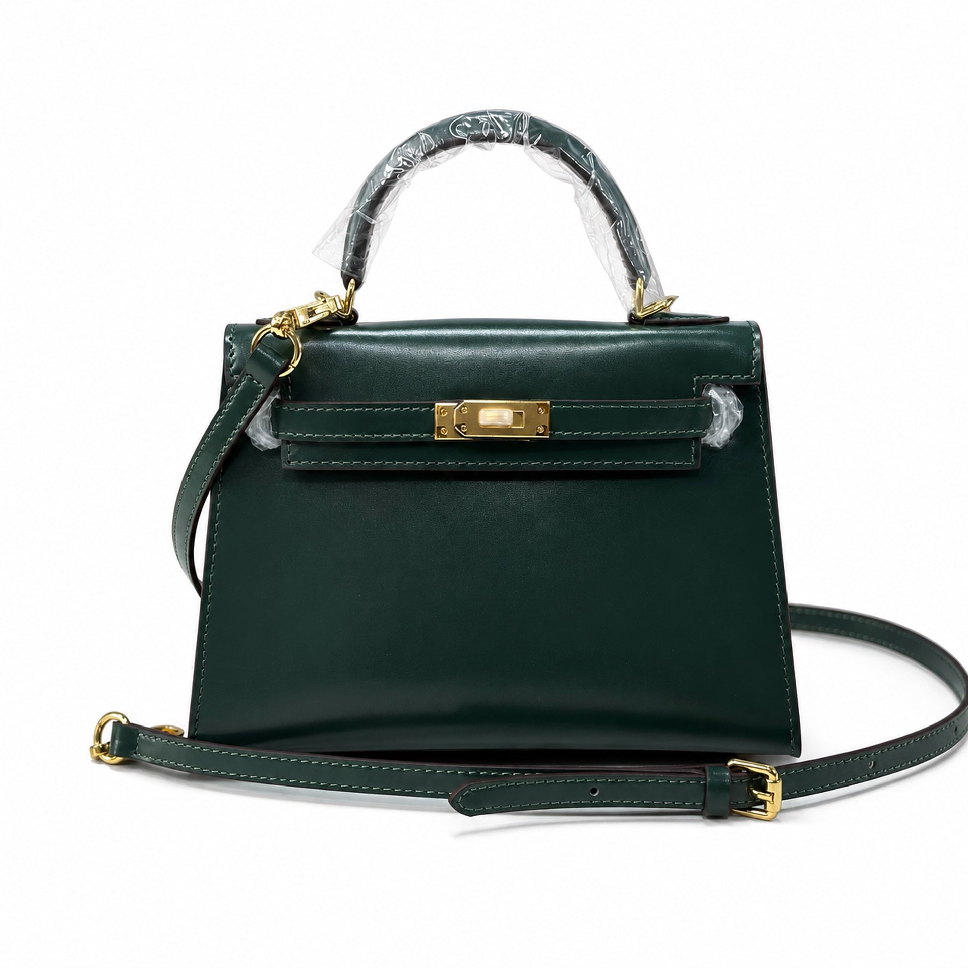 Kelly Sellier 19cm & 22cm & 25cm Vert Fonce Box Calf Leather Gold Hardware & Palladium Hardware Women Handbag
