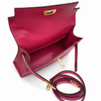 Mini Kelly II 19cm Sellier Violine Ostrich Gold Hardware Premium Women Shoulder Bag