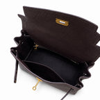 Kelly Sellier 20cm & 25cm & 28cm Marron Foncé Togo Leather Gold Hardware Women Handbag