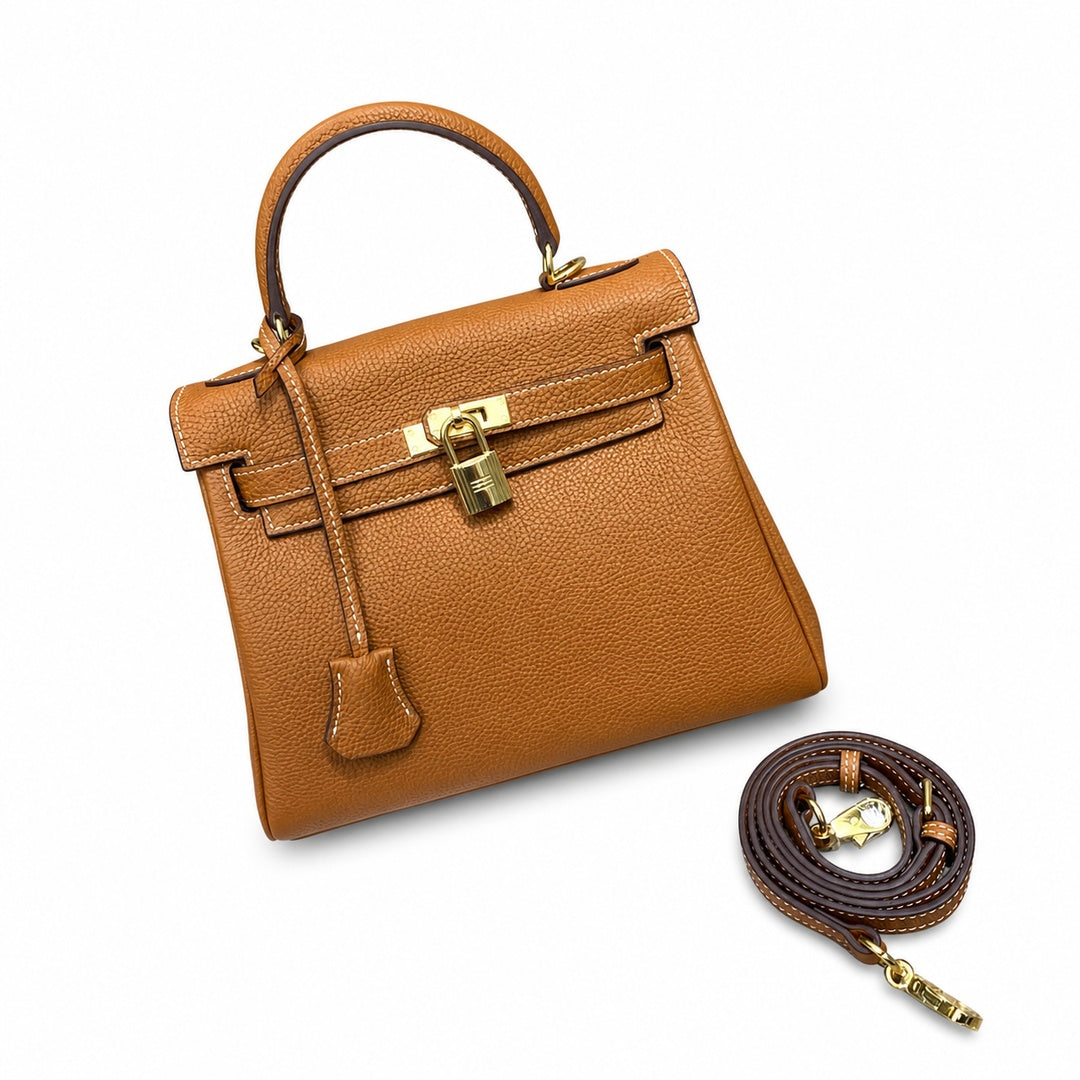Kelly Sellier 20cm & 25cm & 28cm Gold Togo Leather Gold Hardware Women Handbag