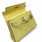 Mini Kelly II 19cm Sellier Jaune Poussin Ostrich Gold Hardware Luxury Mini Handbag