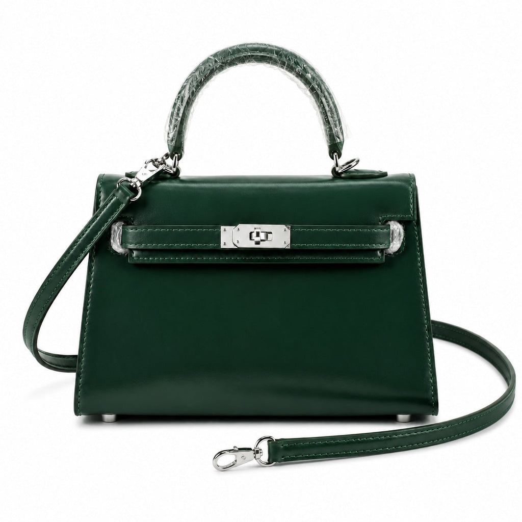 Kelly Sellier 19cm & 22cm & 25cm Vert Fonce Box Calf Leather Gold Hardware & Palladium Hardware Women Handbag