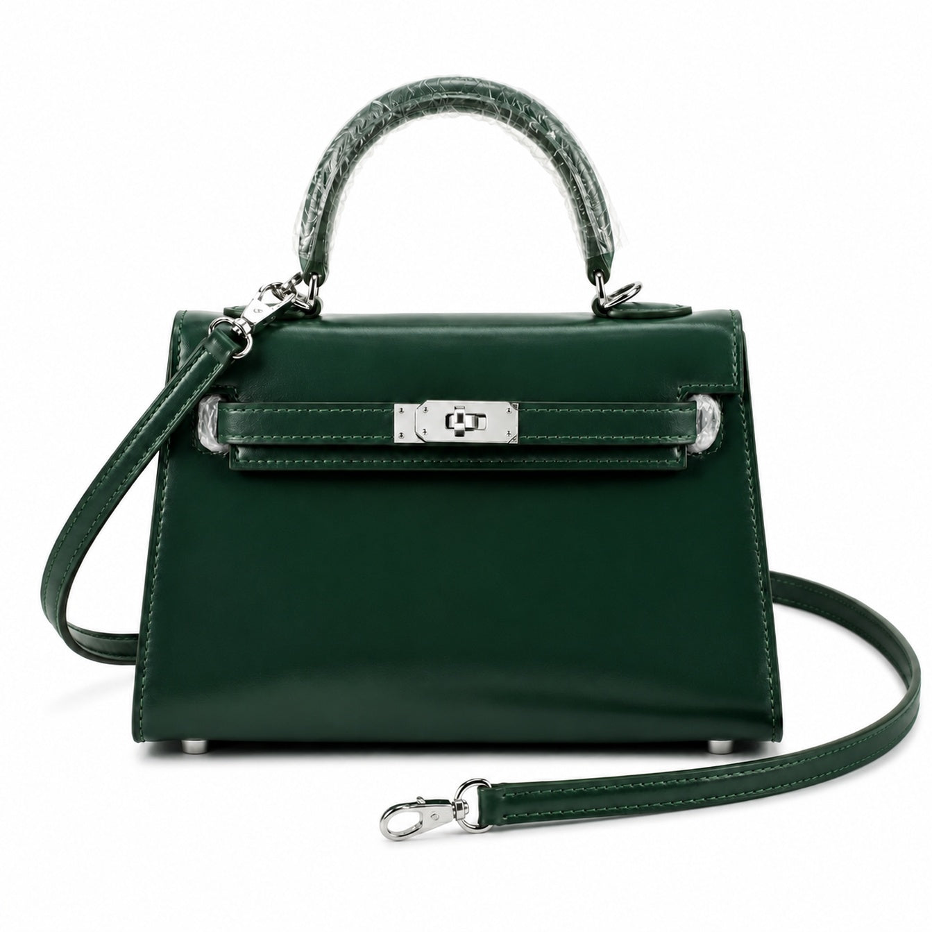 Kelly Sellier 19cm & 22cm & 25cm Vert Fonce Box Calf Leather Gold Hardware & Palladium Hardware Women Handbag