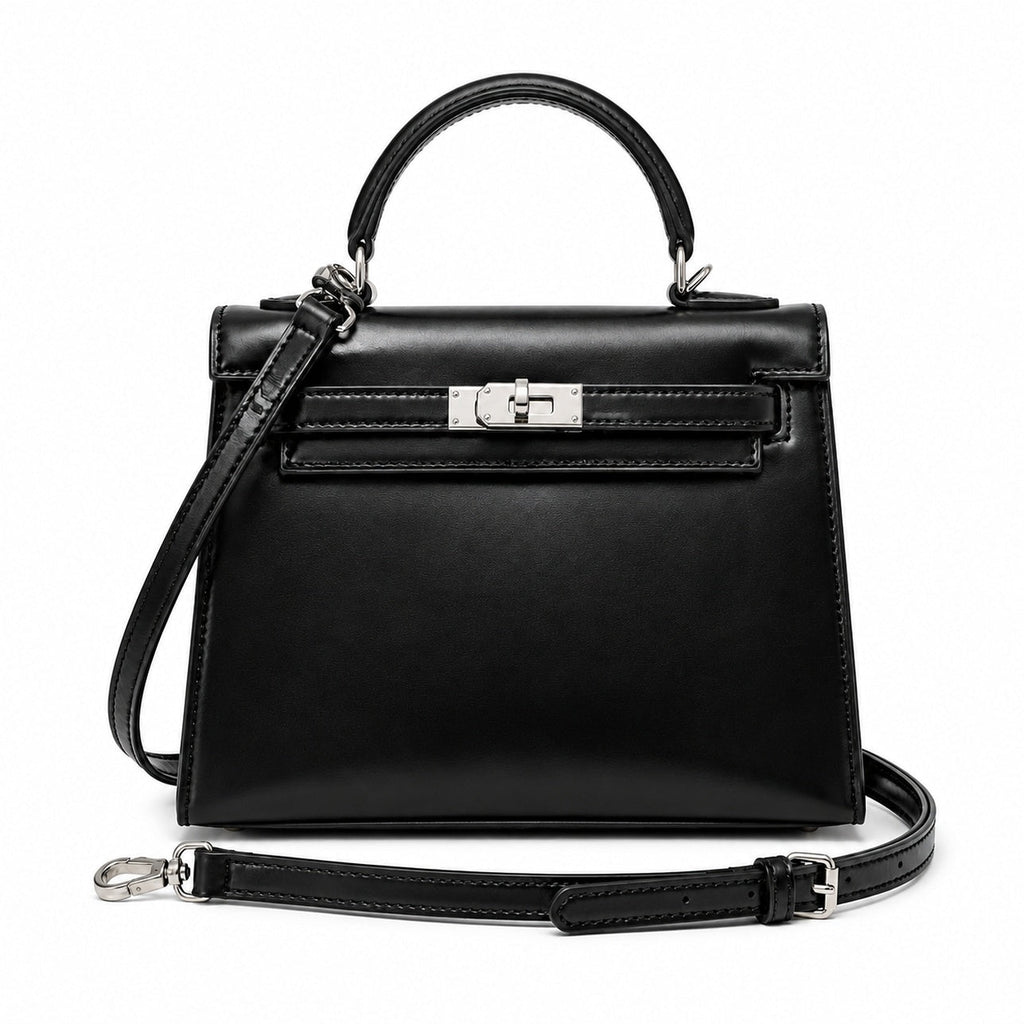 Kelly Sellier 19cm & 22cm & 25cm Noir Box Calf Leather Gold Hardware & Palladium Hardware Women Handbag