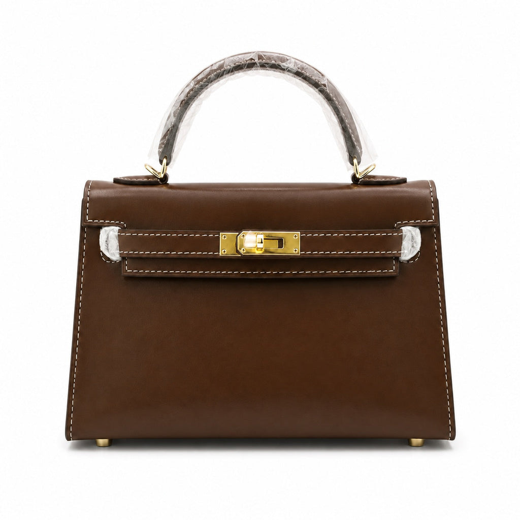 Kelly Sellier 19cm & 22cm & 25cm Ebene Box Calf Leather Gold Hardware & Palladium Hardware Women Handbag