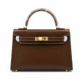 Kelly Sellier 19cm & 22cm & 25cm Ebene Box Calf Leather Gold Hardware & Palladium Hardware Women Handbag