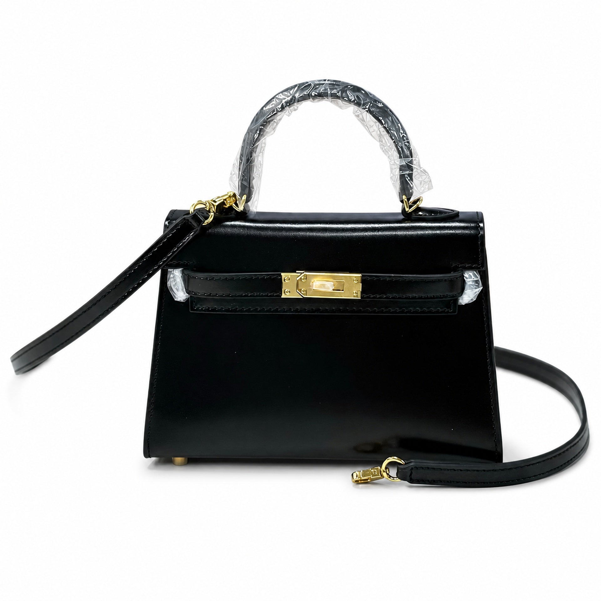 Kelly Sellier 19cm & 22cm & 25cm Noir Box Calf Leather Gold Hardware & Palladium Hardware Women Handbag