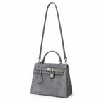 Kelly Sellier 22cm Gris Asphalte Suede Leather Palladium Hardware Women Handbag
