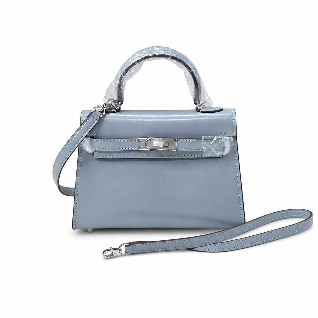Kelly Sellier 19cm & 22cm & 25cm Bleu Lin Box Calf Leather Gold Hardware & Palladium Hardware Women Handbag
