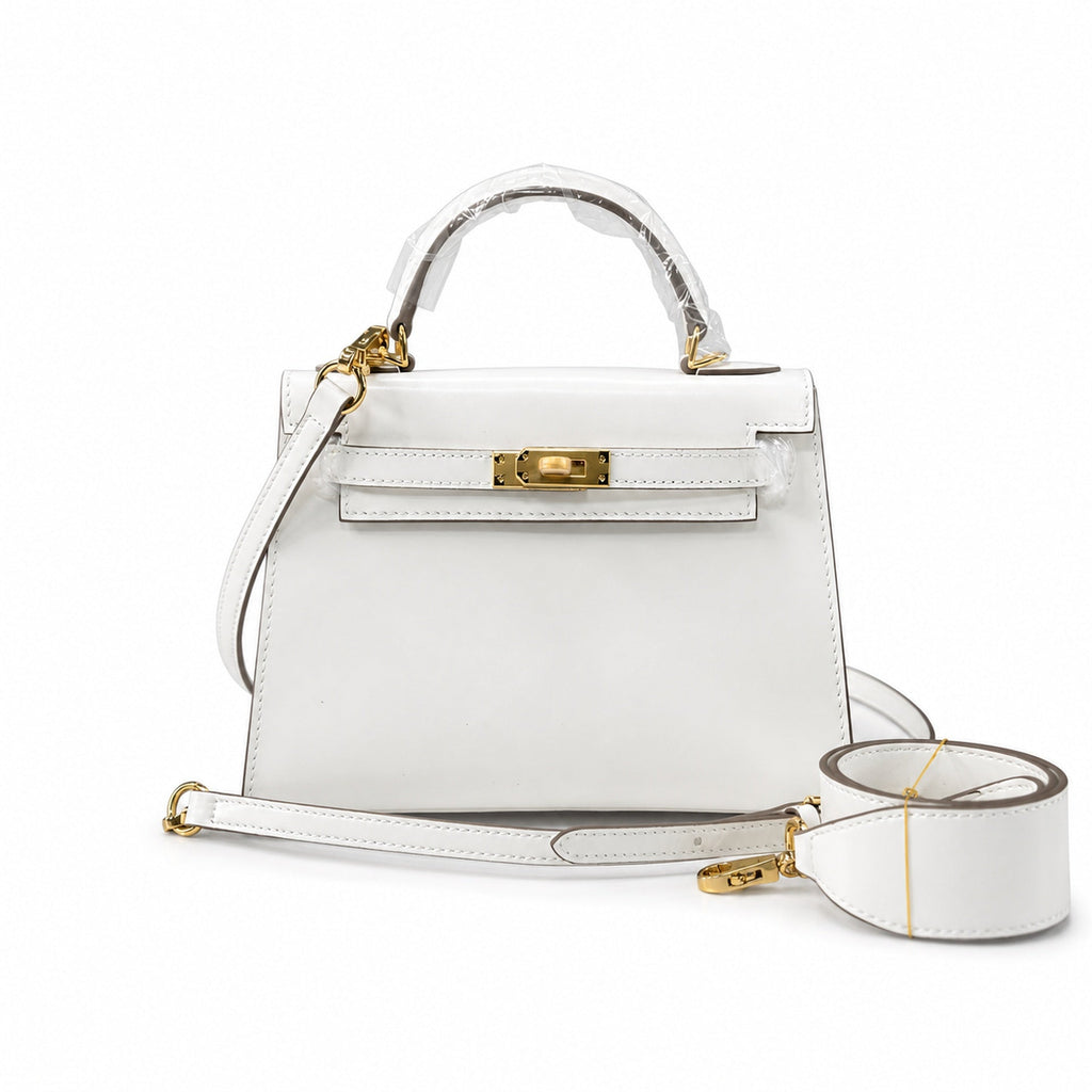 Kelly Sellier 19cm & 22cm & 25cm Craie Box Calf Leather Gold Hardware & Palladium Hardware Women Handbag