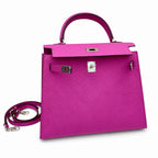 Kelly Sellier 25cm & 28cm Rose Pourpre Epsom Leather Gold Hardware & Palladium Hardware Women Handbag