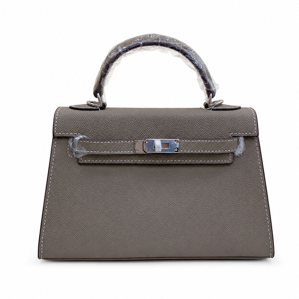 Mini Kelly II Sellier 19cm & 22cm Gris Asphalte Epsom Leather Palladium Hardware Women Mini Handbag