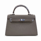 Mini Kelly II Sellier 19cm & 22cm Gris Asphalte Epsom Leather Palladium Hardware Women Mini Handbag