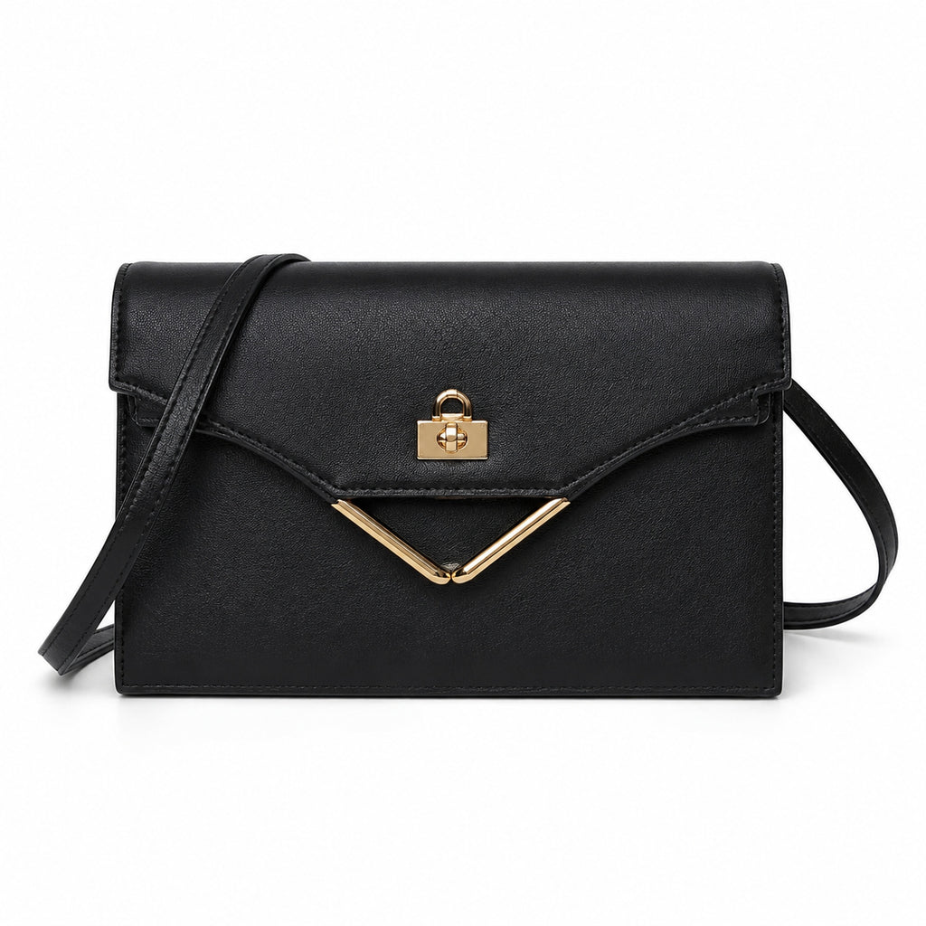 Kelly Elan 25 Underarm Baguette Bag, Genuine Top Layer Cowhide with Glossy Goat Grain, Gold Hardware Black Shoulder Handbag, Spacious Capacity Casual Versatile Daily Purse Size 25×6.5×15cm