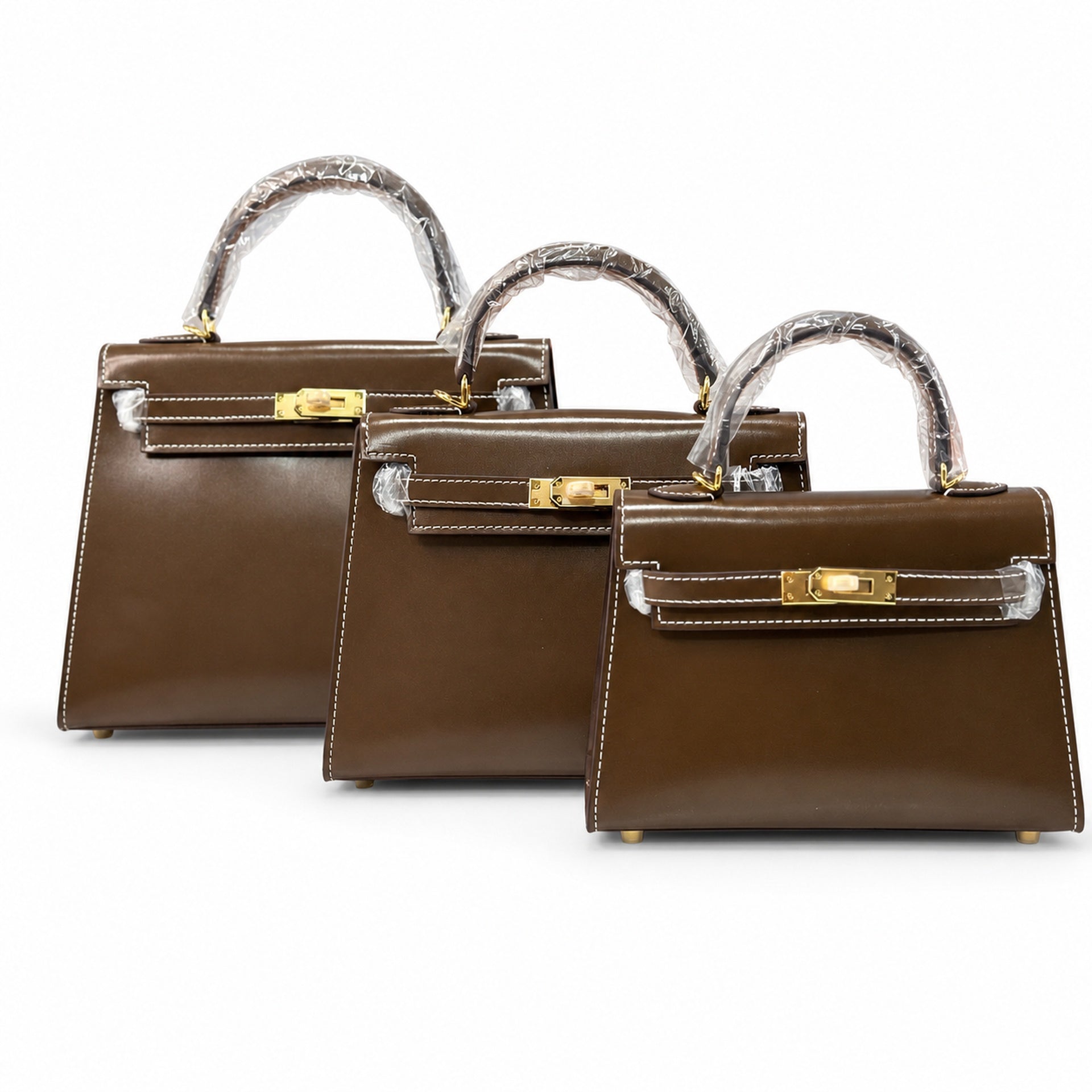 Kelly Sellier 19cm & 22cm & 25cm Ebene Box Calf Leather Gold Hardware & Palladium Hardware Women Handbag