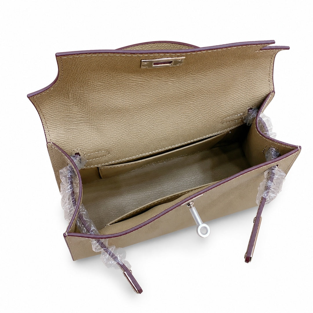 Mini Kelly II Sellier 19cm & 22cm Sauge Epsom Leather Palladium Hardware Women Mini Handbag