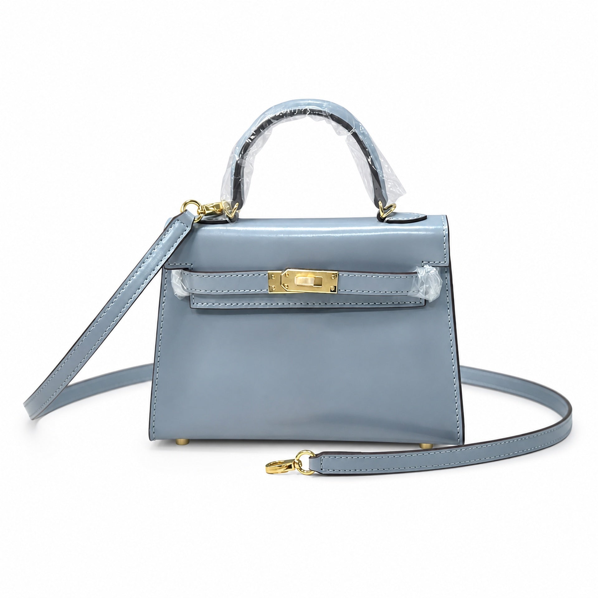 Kelly Sellier 19cm & 22cm & 25cm Bleu Lin Box Calf Leather Gold Hardware & Palladium Hardware Women Handbag