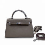 Mini Kelly II Sellier 19cm & 22cm Gris Asphalte Epsom Leather Palladium Hardware Women Mini Handbag
