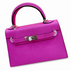 Mini Kelly II Sellier 19cm & 22cm Rose Pourpre Epsom Leather Palladium Hardware Women Mini Handbag