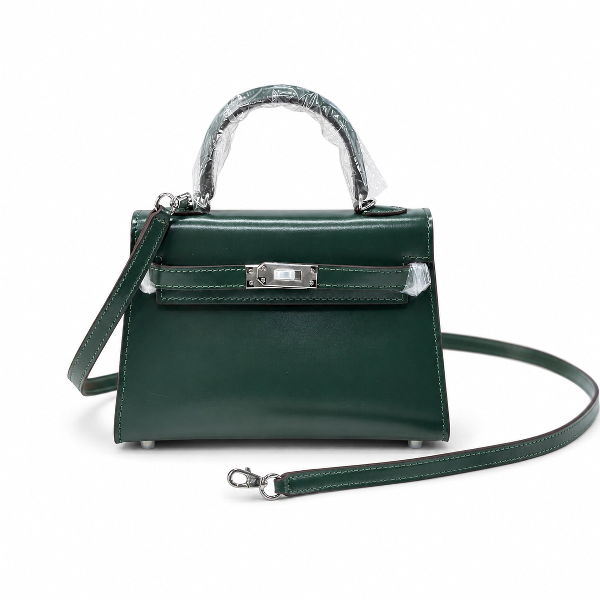 Kelly Sellier 19cm & 22cm & 25cm Vert Fonce Box Calf Leather Gold Hardware & Palladium Hardware Women Handbag