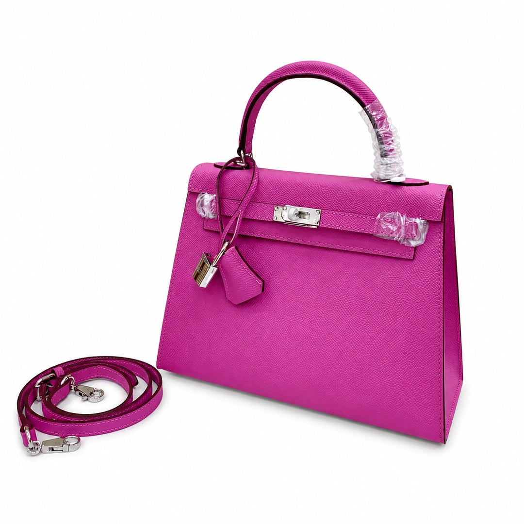 Kelly Sellier 25cm & 28cm Rose Pourpre Epsom Leather Gold Hardware & Palladium Hardware Women Handbag