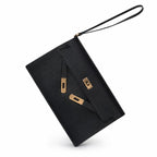 Kelly Elan 25 Underarm Baguette Bag, Genuine Top Layer Cowhide with Glossy Goat Grain, Gold Hardware Black Shoulder Handbag, Spacious Capacity Casual Versatile Daily Purse Size 25×6.5×15cm