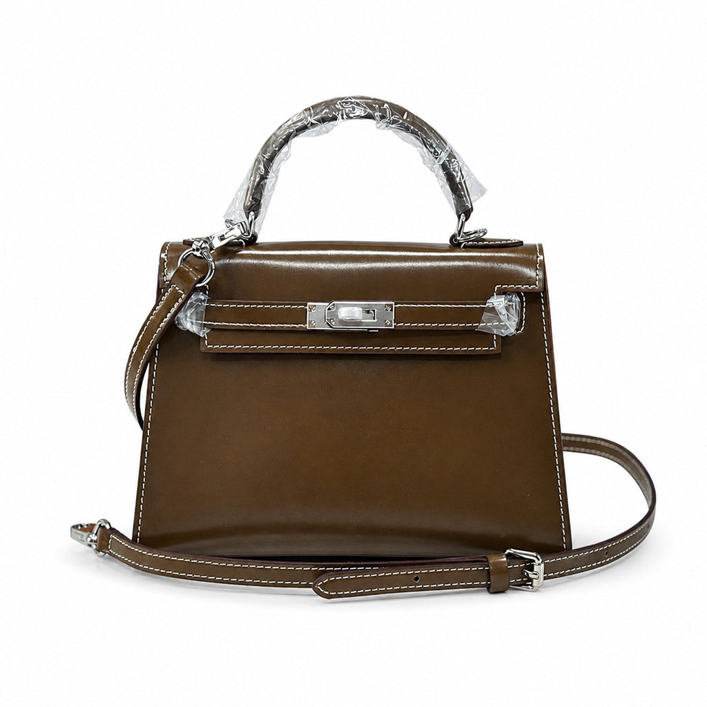 Kelly Sellier 19cm & 22cm & 25cm Ebene Box Calf Leather Gold Hardware & Palladium Hardware Women Handbag