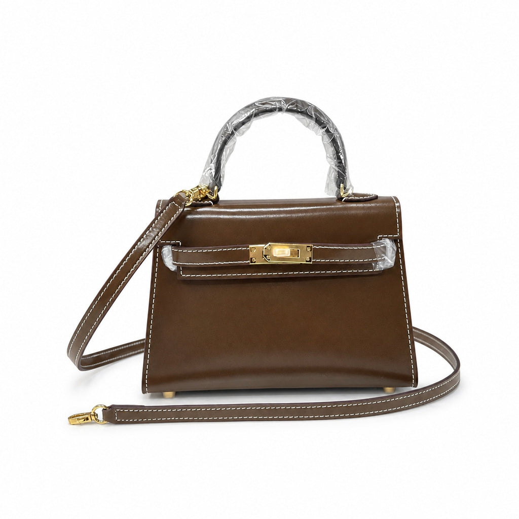 Kelly Sellier 19cm & 22cm & 25cm Ebene Box Calf Leather Gold Hardware & Palladium Hardware Women Handbag