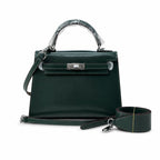 Kelly Sellier 19cm & 22cm & 25cm Vert Fonce Box Calf Leather Gold Hardware & Palladium Hardware Women Handbag