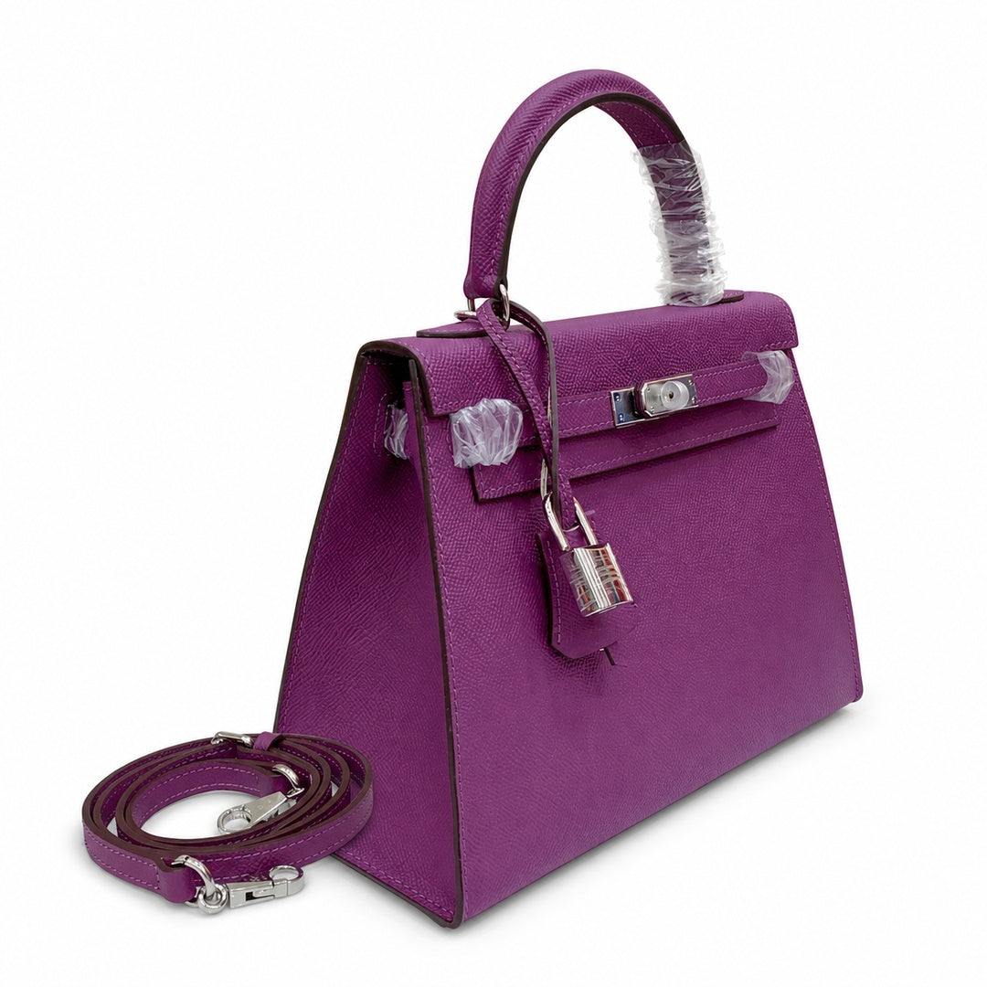 Kelly Sellier 25cm & 28cm Violine Epsom Leather Palladium Hardware Commute Shoulder Handbag