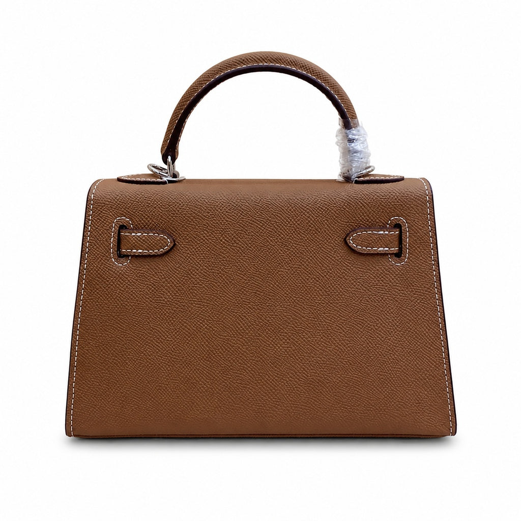 Mini Kelly II Sellier 19cm & 22cm Etoupe Epsom Leather Palladium Hardware Women Mini Handbag