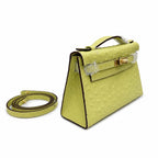 Mini Kelly II Sellier 19cm & 22cm Jaune Citron Ostrich Leather Gold Hardware Women Mini Handbag