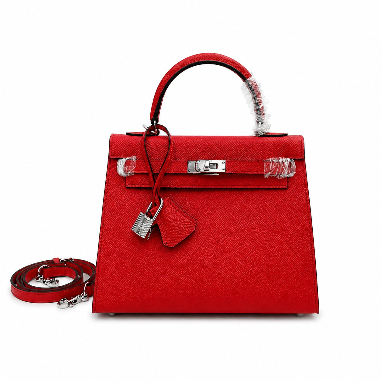 Kelly Sellier 25cm & 28cm Rouge Casaque Epsom Leather Palladium Hardware Crossbody Handbag