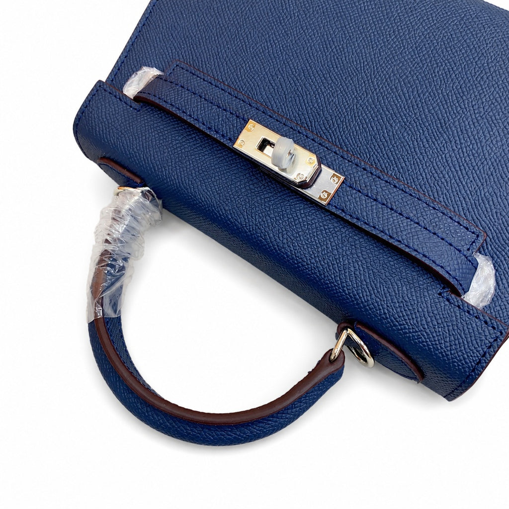 Mini Kelly II Sellier 19cm & 22cm Bleu Nuit Epsom Leather Palladium Hardware Women Mini Handbag