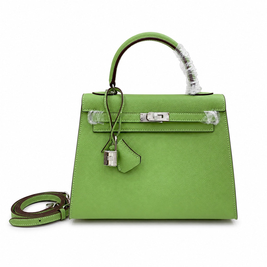 Kelly Sellier 25cm & 28cm Vert Pistache Epsom Leather Palladium Hardware Crossbody Handbag