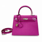 Kelly Sellier 25cm & 28cm Rose Pourpre Epsom Leather Gold Hardware & Palladium Hardware Women Handbag