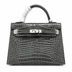 Kelly Sellier 22 Étoupe Shiny Alligator Silver Hardware