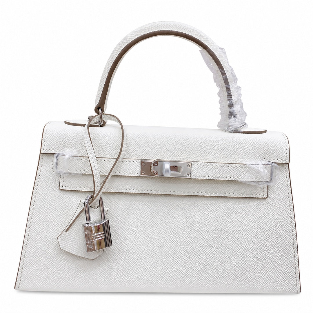 Kelly Sellier 25cm & 28cm Craie Epsom Leather Palladium Hardware Women Luxury Handbag