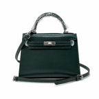 Kelly Sellier 19cm & 22cm & 25cm Vert Fonce Box Calf Leather Gold Hardware & Palladium Hardware Women Handbag